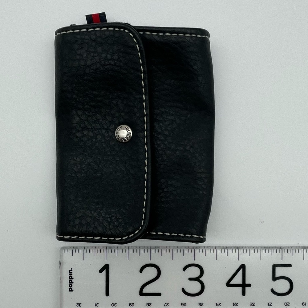 Tommy Hilfiger Black Pebbled Leather Wallet Coin Purse - Picture 2 of 8